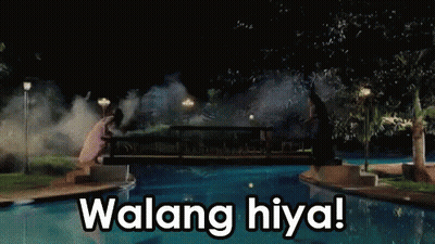 A Swimming Pool With The Words " Walang Hiya " On The Bottom GIF