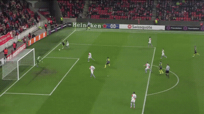 A Swiss Uote Sign Is Behind A Soccer Goalie GIF