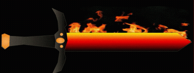A Sword With Fire Coming Out Of It 'S Blade GIF