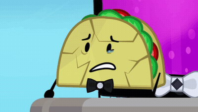 A Taco Wearing A Bow Tie And A Sad Face GIF