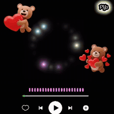 A Teddy Bear Holding A Red Heart Is Surrounded By Teddy Bears Holding Hearts And A Megaphone GIF