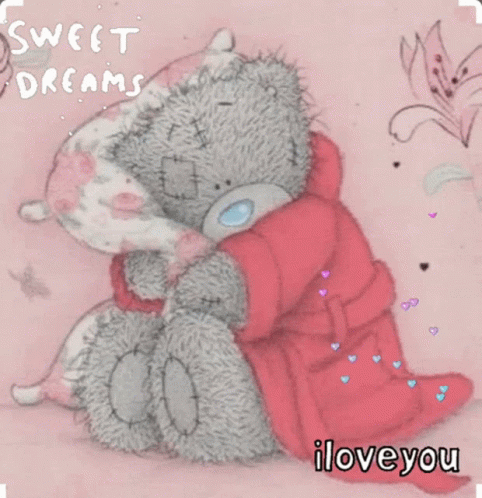 A Teddy Bear Hugging Another Teddy Bear With The Words Sweet Dreams I Love You GIF