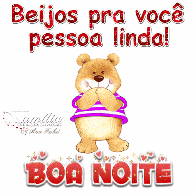 A Teddy Bear In A Striped Shirt With The Words Beijos Pra Voce Pessoa Linda Boa Noite Below It GIF