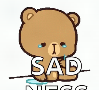 A Teddy Bear Is Crying With Tears Coming Out Of His Eyes And The Word Sad Is On A White Background . GIF