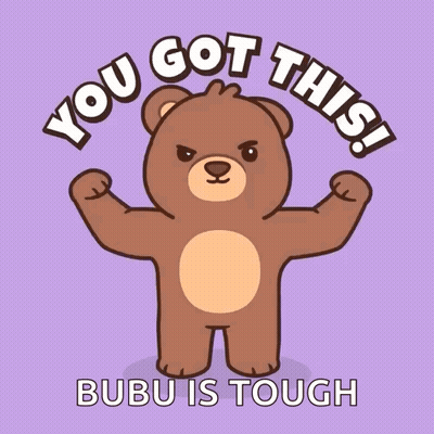 a teddy bear is flexing its muscles and says " you got this "