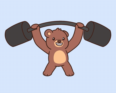 A Teddy Bear Is Holding A Barbell Over Its Head GIF