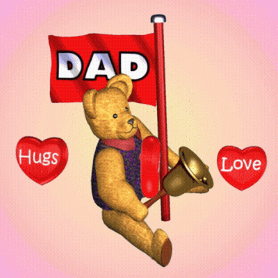 A Teddy Bear Is Holding A Flag That Says Dad GIF