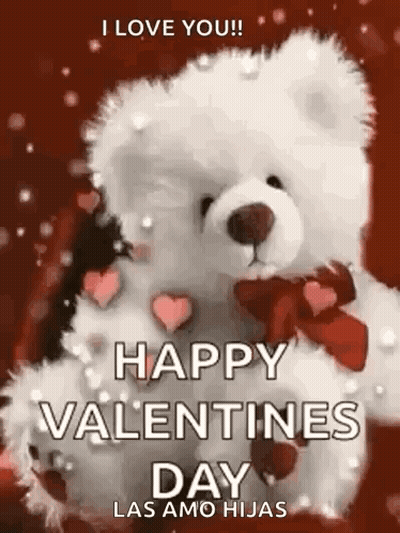 A Teddy Bear Is Holding A Heart And Says `` I Love You ! '' GIF