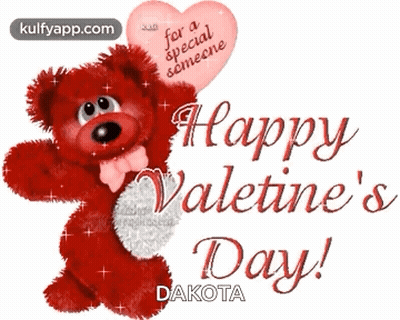 A Teddy Bear Is Holding A Heart Shaped Balloon That Says " For A Special Someone " GIF