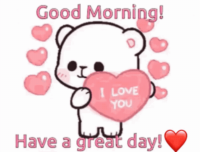 A Teddy Bear Is Holding A Heart That Says `` I Love You '' Surrounded By Pink Hearts . GIF