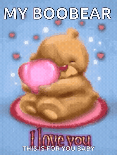 A Teddy Bear Is Holding A Pink Heart And Says `` I Love You '' . GIF