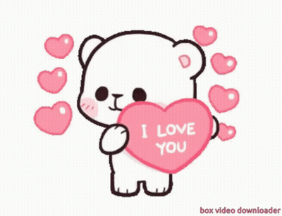 A Teddy Bear Is Holding A Pink Heart That Says I Love You GIF