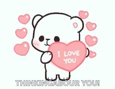 A Teddy Bear Is Holding A Pink Heart That Says `` I Love You '' Surrounded By Pink Hearts . GIF