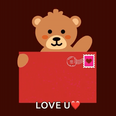 A Teddy Bear Is Holding A Red Card That Says Sending You Lots Of Love Love U GIF