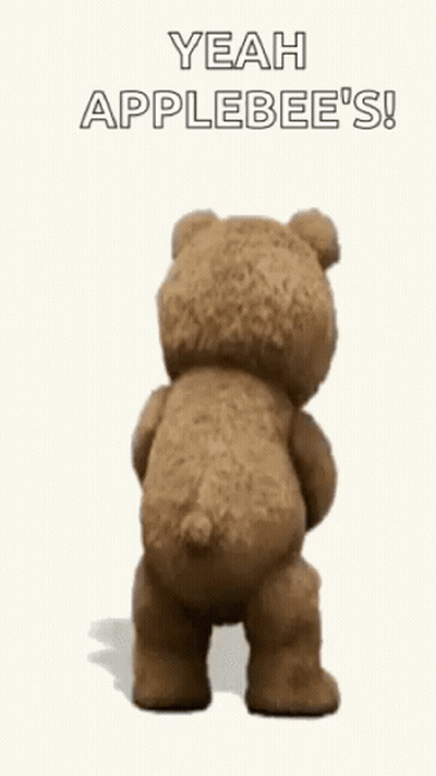 A Teddy Bear Is Holding A Shaker And Saying `` Yeah Applebee 'S ! '' GIF