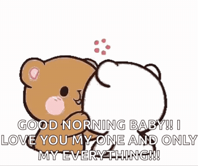 A Teddy Bear Is Hugging Another Teddy Bear With Hearts Around Them And Says Good Morning Baby ! GIF