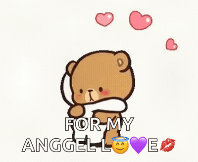 A Teddy Bear Is Hugging Another Teddy Bear With The Words Hugs And Kisses For My Angel Love GIF