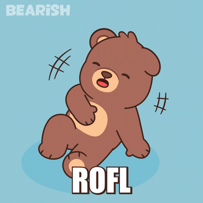 A Teddy Bear Is Laying On Its Back With The Word Rofl Above It GIF