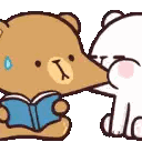 A Teddy Bear Is Reading A Book Next To A Polar Bear . Sticker