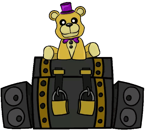 A Teddy Bear Is Sitting On Top Of A Speaker Box Sticker