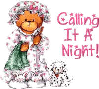 A Teddy Bear Is Standing Next To A Dalmatian Dog And Two Rabbits With The Words Calling It A Night Written Below It Sticker