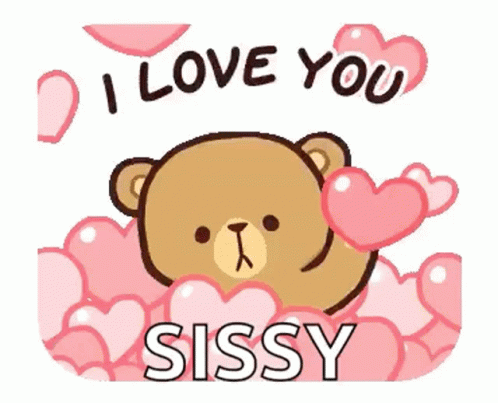 A Teddy Bear Is Surrounded By Pink Hearts And Saying `` I Love You Sissy '' . GIF
