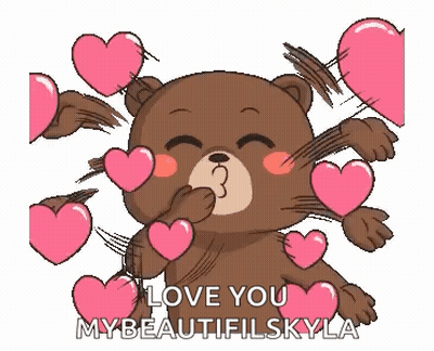 A Teddy Bear Is Surrounded By Pink Hearts And Says I Love You GIF