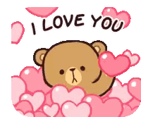 A Teddy Bear Is Surrounded By Pink Hearts And Says `` I Love You '' . Sticker