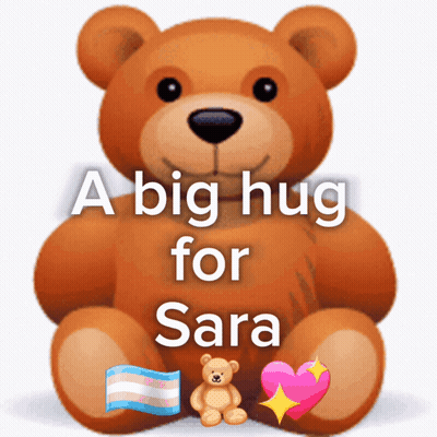 A Teddy Bear Says " A Big Hug For Sara " GIF