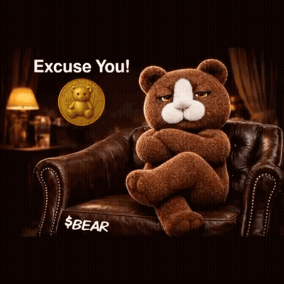 A Teddy Bear Sitting On A Couch With The Words Excuse You Behind It GIF