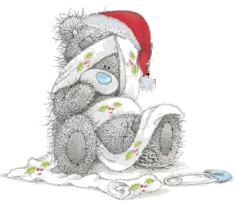 A Teddy Bear Wearing A Santa Hat And Bandages Sticker