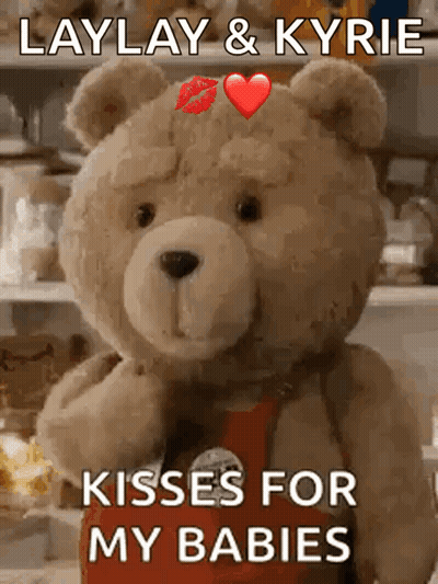 A Teddy Bear With A Heart And A Kiss On Its Head Says Kisses For My Babies GIF