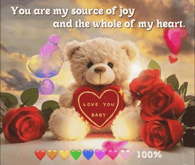 A Teddy Bear With A Heart That Says Love You Baby GIF