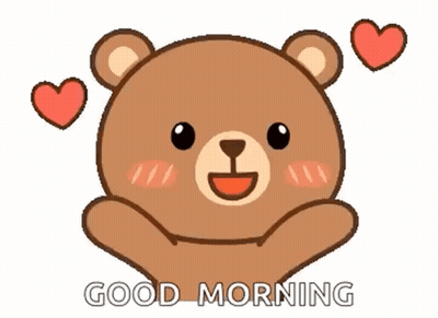 A Teddy Bear With Hearts Around It And The Words Good Morning Written Below It GIF