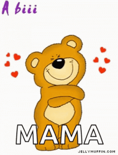 A Teddy Bear With Hearts Around It And The Words Mama On The Bottom GIF