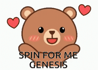 A Teddy Bear With Hearts Around It And The Words Spin For Me Genesis Below It GIF