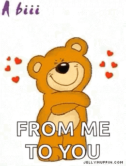 A Teddy Bear With Its Arms Outstretched Is Giving A Hug To Someone . GIF