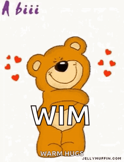 A Teddy Bear With Its Arms Outstretched Is Holding A Card That Says `` A Big Hug From Me To U '' . GIF
