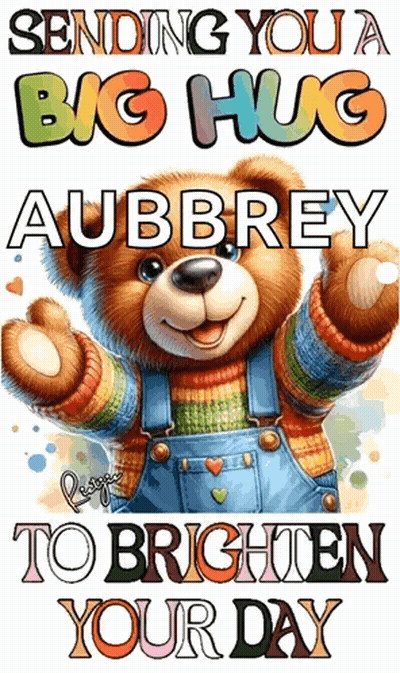 A Teddy Bear With The Name Aubrey On It GIF