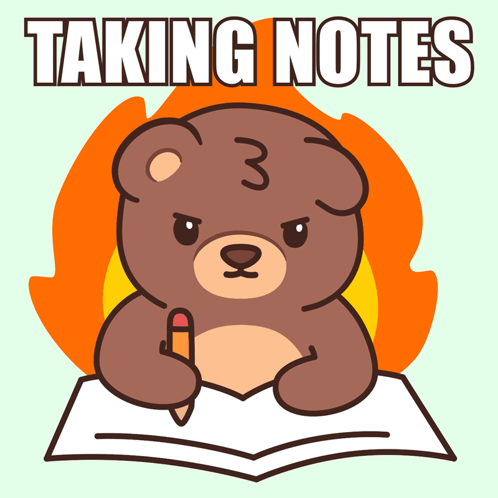 A Teddy Bear With The Number 3 On Its Head Is Writing On A Book GIF