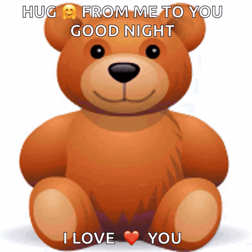 A Teddy Bear With The Words Hug From Me To You Good Night I Love You GIF