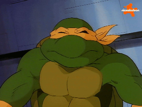 A Teenage Mutant Ninja Turtle With A Nickelodeon Logo On The Bottom GIF