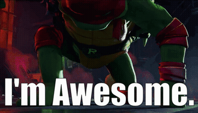 A Teenage Mutant Ninja Turtle With The Words I 'M Awesome GIF