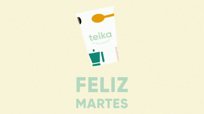 A Teika Cup With A Spoon On It And Feliz Martes Written Below It GIF