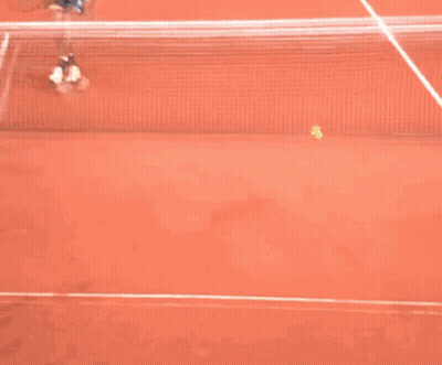 A Tennis Court With A Bnp Paribas Banner Behind It GIF
