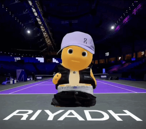 A Tennis Court With The Word Riyadh Written On It GIF