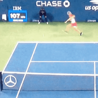 A Tennis Game Is Being Played In Front Of A Chase Banner GIF