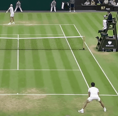 A Tennis Game Is Being Played On A Court That Has A Barclay 'S Sign On It GIF