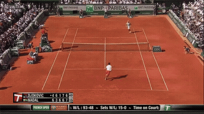 A Tennis Match Between Djokovic And Nadal Is Being Shown GIF