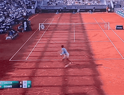 A Tennis Match Between Shelton And Gigante With A Score Of 3 To 0 GIF